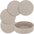 Brown Trivets for Hot Dishes, 4 Pcs Cotton Coasters with Storage Basket, Pot Holders for Kitchen and Hot Pads for Table