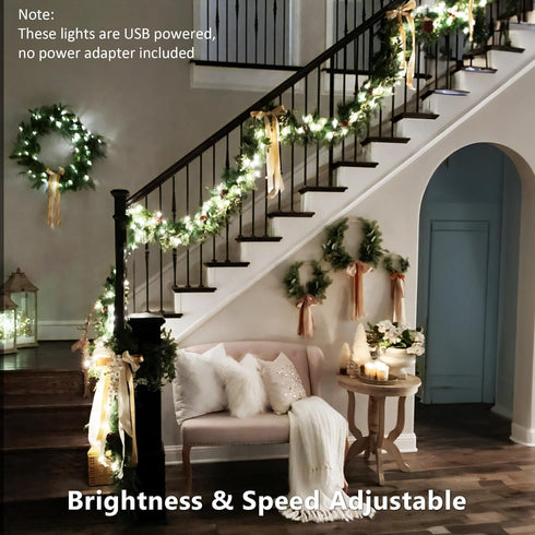33FT 100 Dimmable 4th BrizLabs RGB Color Changing String Lights, LED Red White Blue String Lights with Remote, July