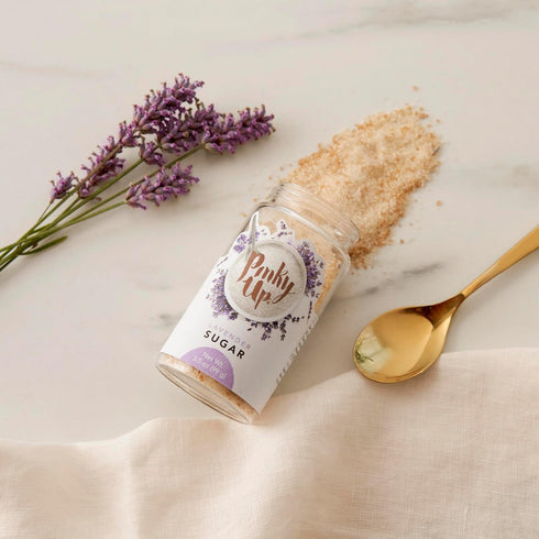 3.5oz Rimmer, Pinky Up Lavender Sugar, Lavender Finishing Sugar, Flavored Sweetener for Tea and Cocktails, Cocktail