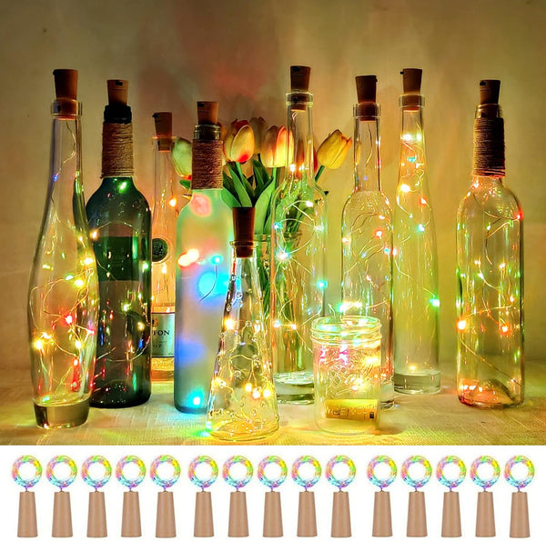 SmilingTown Wine Bottle Lights with Cork 15Pack 10 LED 40 Inches Battery