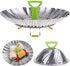 Kare & Kind Adjustable Steamer Basket, Extendable Stainless Steel Steamer with Center Handle, 5.1" to 9"