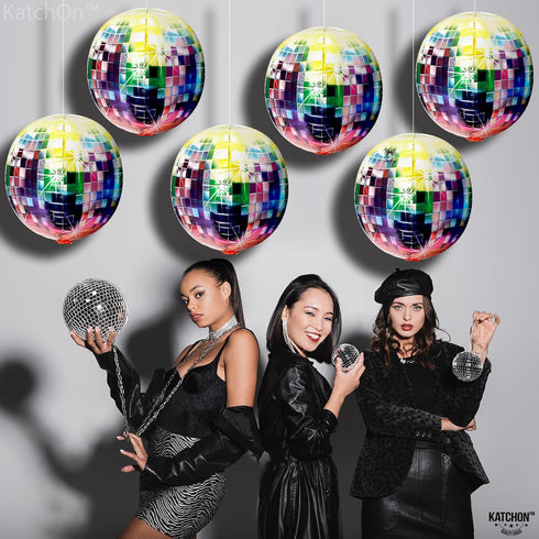 KatchOn Jumbo Disco Ball Balloons - 22 Inch, Pack of 6 for 70s, 80s, 90s Parties & Bachelorette Decorations
