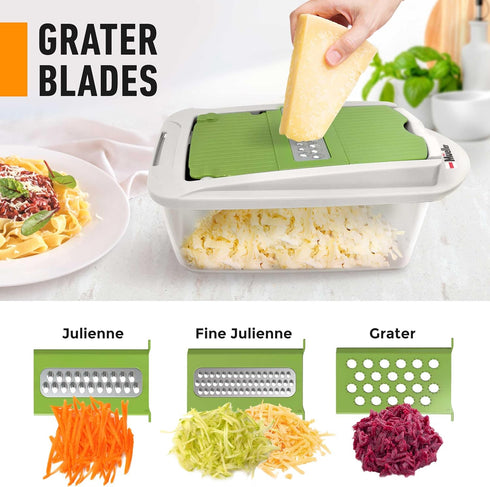 Mueller Pro-Series 10-in-1 Vegetable Chopper, 8 Blade Cutter, Dicer, Egg Slicer with Container, French Fry Cutter, Home
