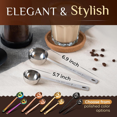Orblue Premium Coffee Scoop Set - 1 Tbsp (15ml) & 2 Tbsp (30ml) Measuring Tablespoon, Pack of 2