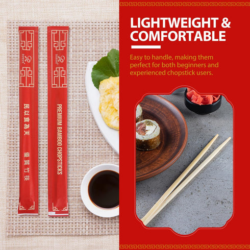 Soeos Disposable Chopsticks, Approx. 100 Sets, Individually Wrapped Wooden Chopsticks for Sushi & Asian Dishes