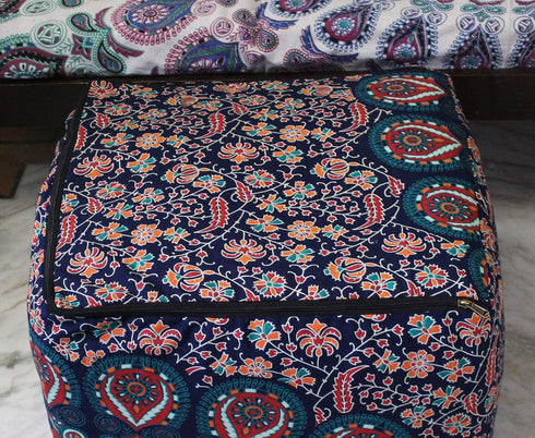 20X20X14 inches, CRAFT KALA Indian Square Patchwork Traditional Pouf Cover Indian Living Room Poufs Cover Decorative