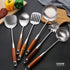 Large Serving Spoons - 304 Stainless Steel Cooking Spoon with Heat Resistant Wooden Handle, Silver, 12.4 Inch