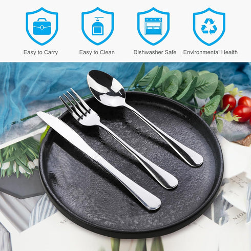 4PCS Premium Travel Utensils With Case, Stainless Steel Reusable Portable Utensils Set With Case, Lengnoyp Travel Silverware Set With Case for Lunch Box Includ Fork Spoon Knife Set, Silver by lengnoyp
