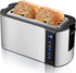 Elite Gourmet ECT5322 Long Slot 4 Slice Toaster, Countdown Timer, Bagel Function, Stainless Steel