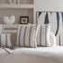 18x18 Set 2, Cethom Boho Throw Pillow Covers of Beige and Blue Striped Decorative Pillow Cases for Couch Chair Bed