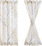 FMFUNCTEX White Sheer Front Door Curtains, 40 Inches Long Yellow Grey Print Branch Tree Half French Panel, 50 Inches