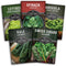 Leafy Greens Seeds Variety Pack 5 Heirlooms: Viroflay Spinach, Arugula, Lacinato Kale,