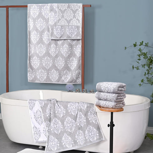 6 Pack 13"x13" 100% Set, Gray Wash Cloths, Jacquard Washcloths - Cotton | Quick Dry | Thick | Soft | Absorb, Luxury
