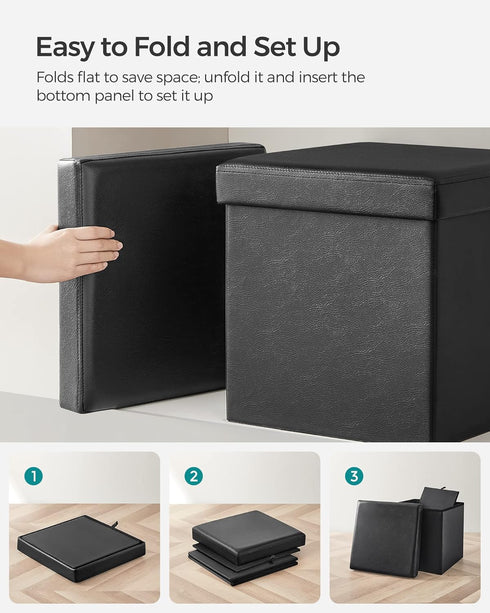 15 Inches 660 lb, ULSF101 SONGMICS MAZIE Collection - Ottoman with Storage, Footstool, Storage Ottoman, Load for Dorm