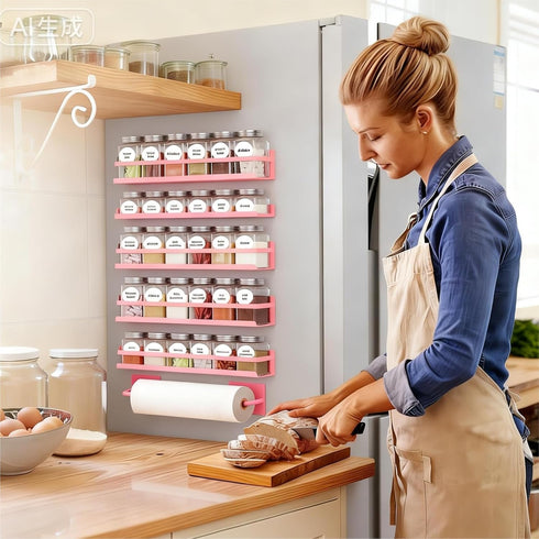 24 4 Pack Magnetic Spice Rack with Jars Magnetic Spice Rack for Refrigerator Spice Jars with Label Magnetic Shelves