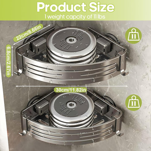 1Pack) Corner Shower Caddy Suction Cup,Shower Shelves with Hooks,No Drilling Powerful Suction Bathroom Organizers