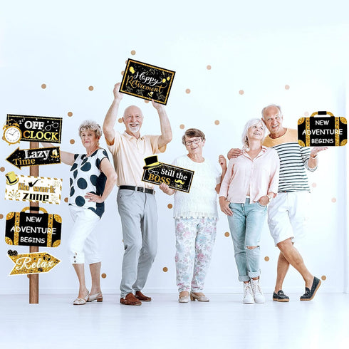 20 Pieces Retirement Party Decorations, Happy Retirement Banner Sign, Outdoor Retired Yard Directional Sign Supplies,