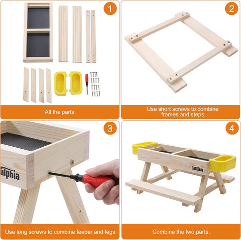 2 Boulphia Chicken Feeders and Waterers, Chicken Feeder No Waste Kit with Picnic Table and Water Feeder, Handmade