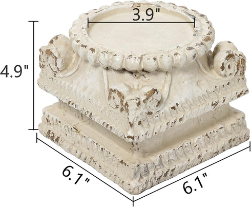 SOFE Column Pedestal Stand for Decoration Display, Distressed White Small Plant Stand, Large Candle Stand, Column Side