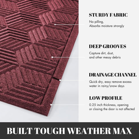 Yimobra Front Entrance Door Mat, Heavy Duty Outdoor Indoor Entryway Floor Mat, Non Slip, 29.5x17 Inch, Red