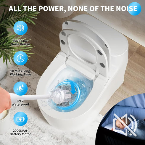 Aloevia IPX7 320RPM Electric Toilet Brush, Ultra Quiet & Powerful Scrubbing, Waterproof Self-Cleaning Brush