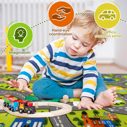 60" 32"Ultra STARUIA Kids Carpet Playmat Rug, x Non-Slip Car Rug Play Mat Learn and Have Fun Educational City Road Car