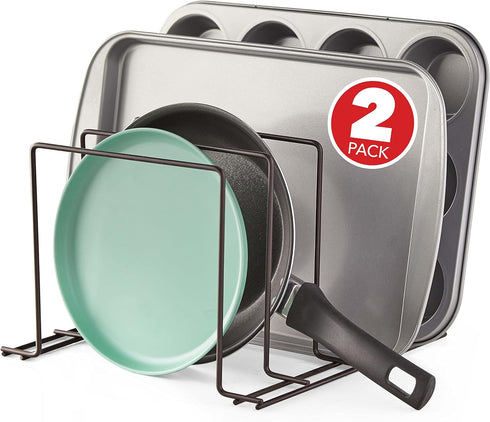 Stock Your Home Bronze Steel Baking Pan Organizer Rack, 2 Pack for Kitchen Storage of Cutting Boards and Cookie Sheets