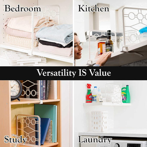Space-Saving Shelf Dividers with T-Shirt Folder Board, Organize Closet Space, Ideal for Kitchen, Bathroom, Office, Pack