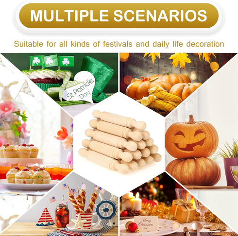 20 5.5 Inches Pieces Mini Rolling Pin for Crafts Long Wooden Dough Roller Small Wooden Rolling Pins for Kids Children