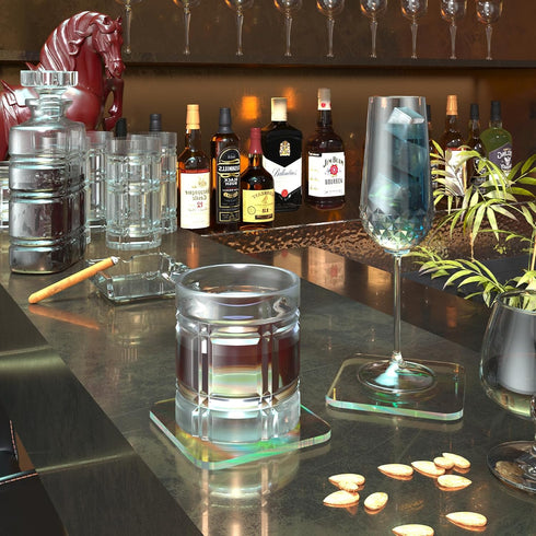 2 4'' 2 PCS Acrylic Coasters, Aesthetic Drink Coaster for Coffee Table, Clear Heat-Resistant Decorative Plates for Home