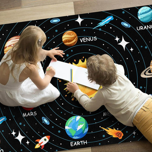3x5 Kids Carpet Outer Space Rug, Solar System Mat FT, Fun Game Boy Girl Kids Rug Carpet for Children Bedroom, Space