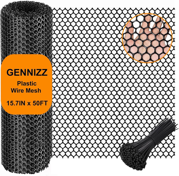 Plastic Wire Mesh Fence Roll, GENNIZZ 15.7IN x 50FT Plastic Chicken Wire