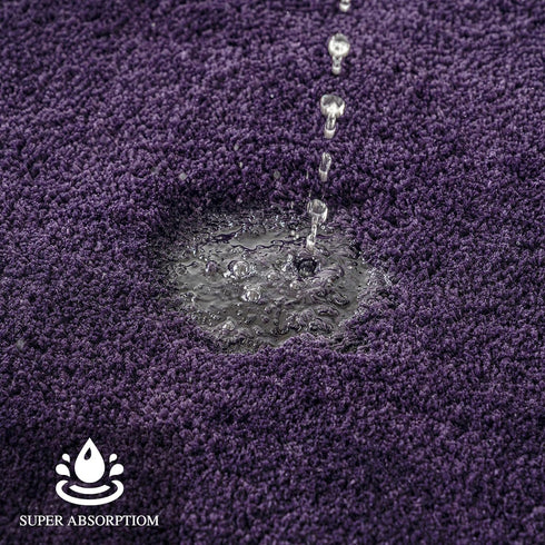 MIULEE U Shaped Toilet Rug for Bathroom - Soft Microfiber Contour Bath Rugs, Non-Slip Rubber Back, Dark Purple