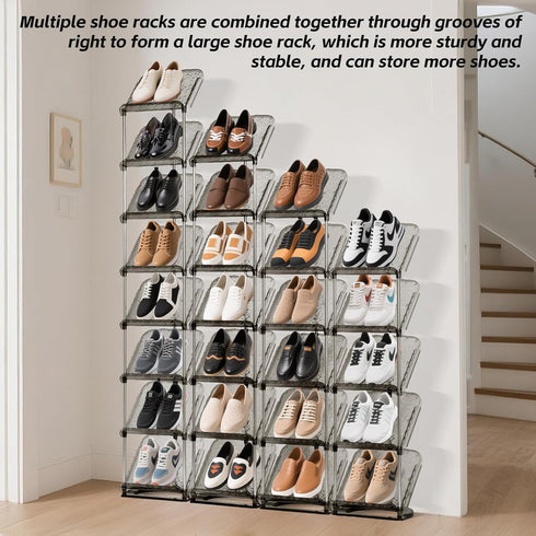 8 10.4" 64.5" 9.8" SMILHELTD Vertical Shoe Rack Tiers Narrow Clear Sneaker Storage Holder Luxurious Slim Tall Organizer
