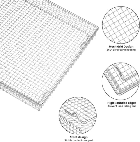 Stainless Steel Baking Tray Pan and Air Fryer Basket Compatible with Cuisinart Airfryer TOA-060, TOA-065, TOA-070