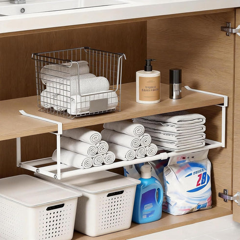 Closet, Organization(White,2PCS) Expandable Hanging Shoe Rack Organizer for Adjustable Shoe Rack Under Cabinet Shelf