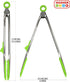 Parve Green Locking Kitchen Tongs, 12” Heavy Duty Multipurpose Tool, Stainless Steel with Non-Stick Tips
