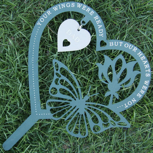 Memorial Gift Heart-shape Butterfly Ornament Plaque, Sympathy Gift for Loss of Father, Bereavement Remembrance Gift