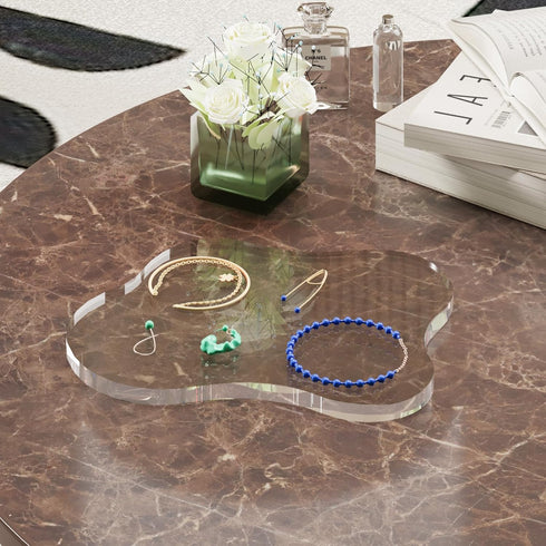Jivlccy Acrylic Desk Coaster Decorative Plates, Clear Cloud Shape bar Drink Coasters, Coffee Cup Coaster for Desk