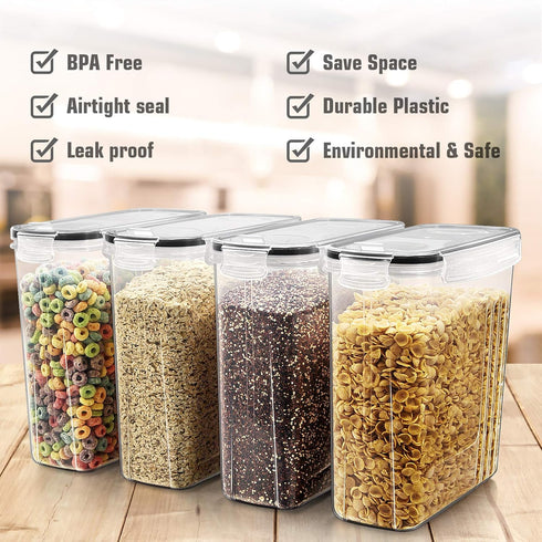 Set, 4L 6 Set 20 Wildone Cereal Storage Containers Large BPA Free Plastic Airtight Food Storage Containers for Flour