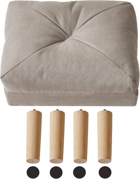 15.75" UHBD023G YMYNY Small Foot Stool Ottoman, Footrest with Sponge Soft Padded Seat, Cotton-Linen Blend Fabric
