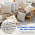 22x22, Set 2, YCOLL Farmhouse Pillow Covers Modern Accent Square Throw Pillow Covers of Blue and Beige Striped