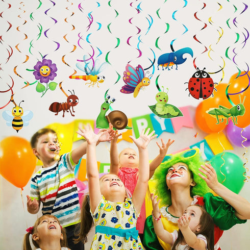 30 Pieces Spring Summer Insects Hanging Swirl Decorations, Butterfly Sunflower Bug Birthday Party Ceiling Decorations