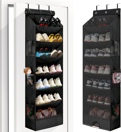 7 Tier Over The Door Shoe Organizer, Hanging Shoe Rack for Closet