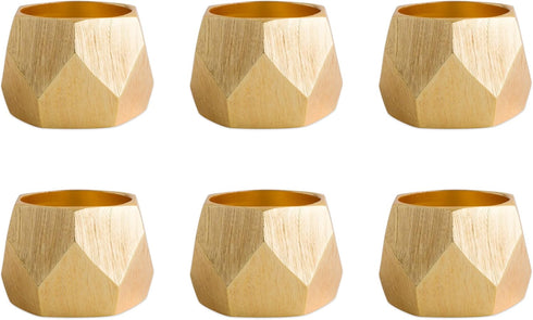 DII Decorative Geometric Napkin Ring Set - Triangle Band Gold, 6 Count
