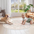 4ft LIVEBOX Pink Round Rug - Machine Washable Circle Rug for Living Room, Non-Shedding Vintage Circular Carpet Bedroom