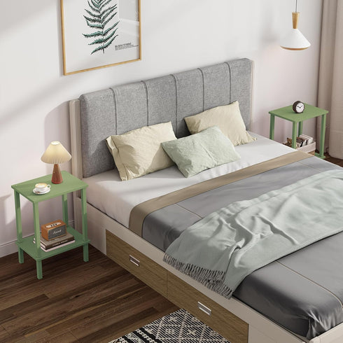 2-Tier TB01BOG034 TUTOTAK End Table, Side Table, Nightstand, Storage Shelf, Sofa Side Table for Small Space, Living