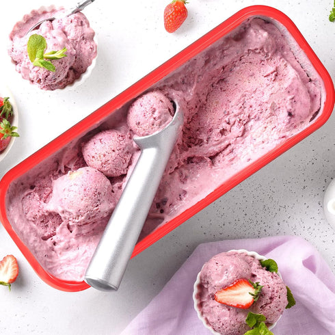 4 1.5 Nuenen Pcs Reusable Ice Cream Containers with Lids and a Scoop Quarts Plastic Rectangle Dessert Storage Tubs