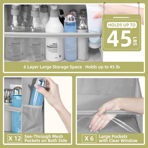 STORAGEIDEAS 6 12 2-Pack Closet Over Door Organizer with Extra Large Pockets Side Pockets, Sturdy Rack, Hanging Storage