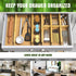 ANTOWIN Bamboo Drawer Dividers Organizers - Adjustable Spring-loaded Drawer Separators for Large Utensil, Clothes, Tools